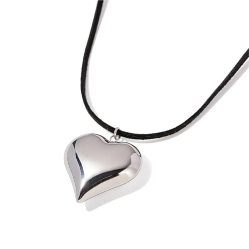Collier pendentif cœur en acier doré brillant idée cadeau femme