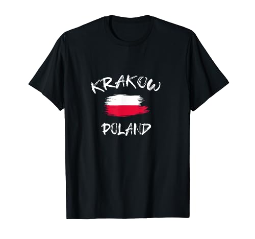 Krakow Poland Souvenir Polish Country Flag Brushed Camiseta