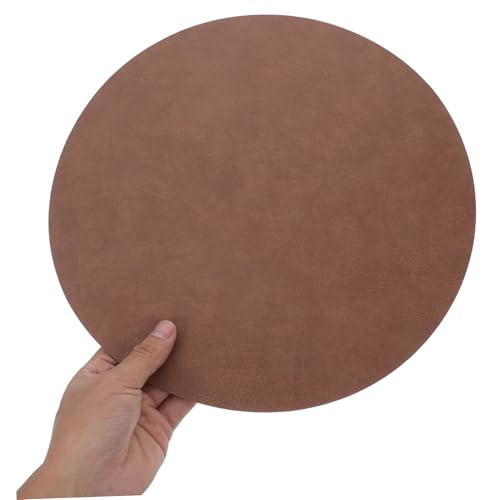 Sets de table ronds en PU marron café imperméables Mikikit lavables pour salle à manger - 4