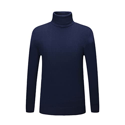 Pull col roulé homme YIOLEAMP 100% coton bleu marine M