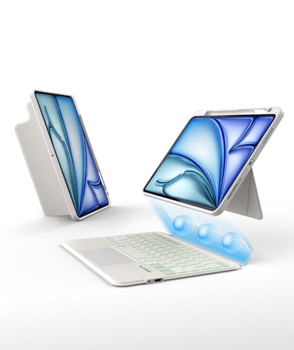 Image of EIP Magnetix Keyboard for iPad Air 11 in M4 /M3 /M2 /5 /4, Pro 11-in 1 /2 /3 /4-W | Patented stylus shortcuts, adjustable hinge stand, detachable protective case, 7 color backlight, precise cutouts