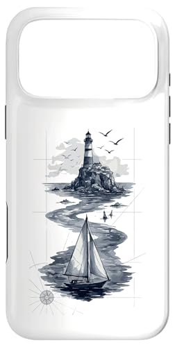 Vintage Lighthouse Sailboat Nautical Ocean Sailing �X�}�z�P�[�X iPhone 17 Pro Max �p