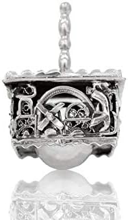 Jerusalem Dreidel Handmade Oxided 925 Sterling Silver Filigree Dreidel - Jerusalem Dreidel gift for Hanukkah spinning top gift Dreidel