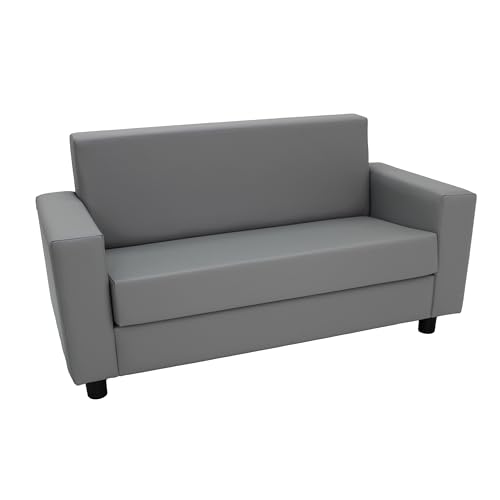 Image of Factory Direct Partners SoftScape Inspired Playtime Classic Reading Sofa, Children's Commercial-Grade Upholstered Furniture for Home, Daycare, Preschool, Library Comfy Modern Design - Grey, 14473-GY