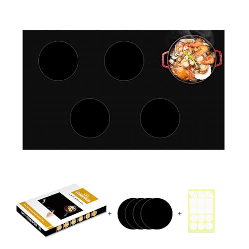 Large Newly-Enhanced Silicone Induction Cooktop Protector Cover Stove Mat 21.2" x 35.4" (Magnetic) | 300°C (572°F) Heat-Resistant | Power Boost Compatible | Prevents Pot Sliding & Scratches,Black