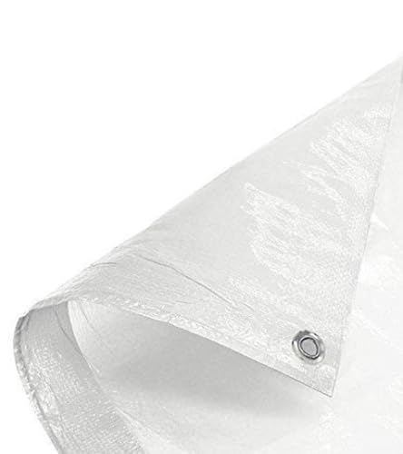 Image of Premsons Tarpaulin 120 GSM Heavy Duty Waterproof UV Resistant Poly Tarp Sheet Rot, Rip & Tear Proof Tadpatri with Grommets & Reinforced Edges Rain Roof Shed Cover 15 x 12 ft White