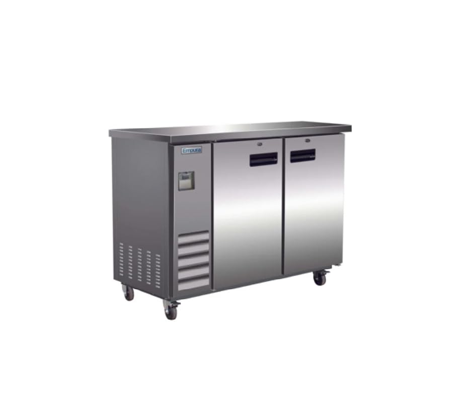 EMPURA 49" Back Bar Cooler Cabinet with Two-Swing Solid Doors | Commercial Refrigerator Fridge for Beverage Beer Soda | 12.5 Cu. Ft. | 49"W x 24.44"D x 41.75"H, Stainless Steel Exterior Finish, 115V