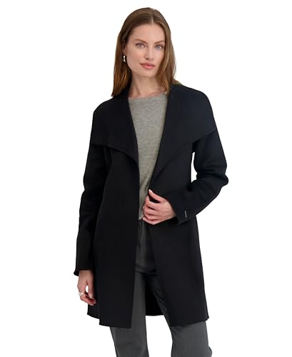 Image of TAHARI Women's Double-faced Luxury Soft Wool Blend Peacoat- Wrap Wool Coat With Removable Belt