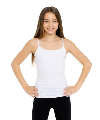 Girls Sleeveless Camisole Tank Top Camis – Side Ribbed Undershirt Tank Tops for Layering One Size Fits Age 10-142