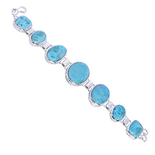 Bracelet Larimar bleu ciel argent précieux sérénité et douceur au poignet