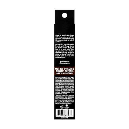 e.l.f. Ultra Precise Brow Pencil, Dual-Ended, Ultra Fine Tip Defines & Fills Eyebrows, Creamy Formula, Vegan & Cruelty-Free, Neutral Brown