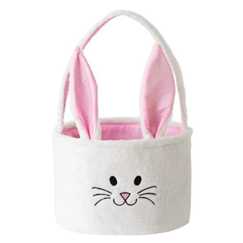 Osternkorb für Kinder Osternest Korb Osterhase Plüschkorb zum Befüllen Osterkörbchen Hasenkorb mit niedlichen Ohren, Osterkorb-Füller für Mädchen, Osternest Basteln für die Eiersuche Osterbeutel, Rosa
