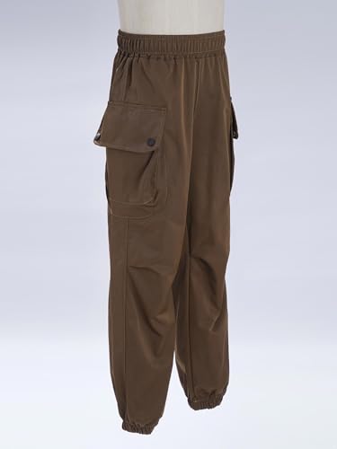 Loyan Kids Boys Stretch Uniform Elastic Waist Cargo Trousers Slim Fit Joggers Pants with Pockets3