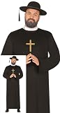 FIESTAS GUIRCA | Disfraz de Cura para Hombre (56-58/XXL) - Sotana y Alzacuellos - Disfraces Religiosos para Halloween, Carnaval y Fiestas de Disfraces - Ideal para Adultos - Negro