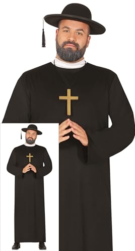 Tunique noire de moine clerc avec col blanc traditionnel