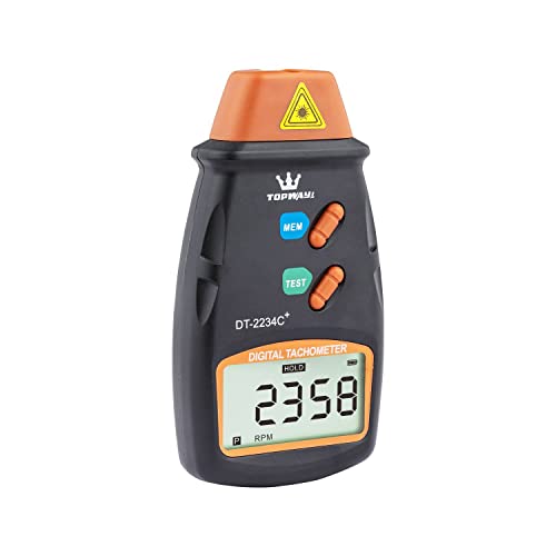 TOPWAY Tachimetro Digitale, DT-2234C + Contagiri Digitale Tester Senza Contatto con LCD Display, Raggio di Misurazione 2,5-99.999 RPM, per Veicoli Ruote Ventole