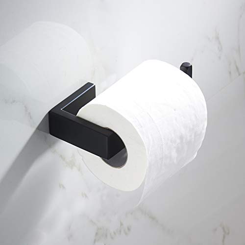 Junsun Rectangular Toilet Paper Holder Stainless Steel Contemporary Tissue Holder Bathroom Hardware Modern Euro Paper Towel Roll Holder Toilet Roll Holder Bathroom Accessories Wall Mounted Matte Black #TOP3