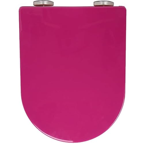 Housse de siège de toilette colorée à fermeture douce avec 4 patins antidérapants, facile à nettoyer et à installer, design chic fuchsia, pour salle de bain moderne