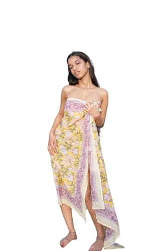 Hand Block Print Scarf Indian Cotton Sarong Decorative Handmade Cotton Beach Pareo, Printed Sarong, Swim Wear Personalized Gift