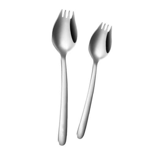GRIRIW Large Slotted Spoon Fork Set Stainless Steel Pasta Serving Silverware Party Dinnerware Kitchen Utensil