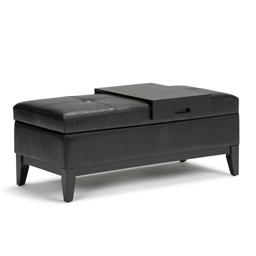 SIMPLIHOME Oregon Storage Ottoman Bench with Tray - 42 inch