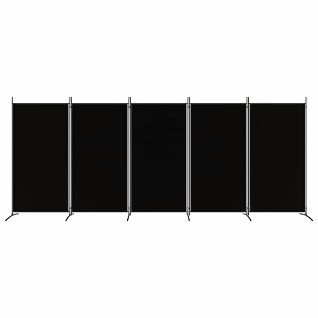 Paravent noir 5 pièces 433 x 180 cm tissu pliable brise-vue séparateur salon chambre bureau balcon jardin intérieur extérieur intimité durable polyvalent