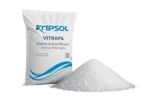 GTKWEX Vidrio FILTRANTE para Piscina 20KG | Durabilidad Muy Superior | Reduce EL Consumo DE Productos QUIMICOS | Reduce EL Tiempo DE Lavado AHORRANDO ASI Consumo DE Agua | NO SE APELMAZA