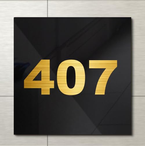 RL DIGITAL UNITS Room Number 407| Black with Gold Acrylic Number