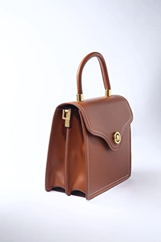 Sac à main en polyuréthane vegan au design raffiné marron taille Medium - 2