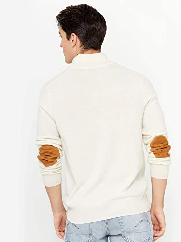 State Cashmere Men's 100% Pure Cashmere Button Mock-Neck Polo Collar Sweater Pullover (X-Large, Ivory) #TOP5