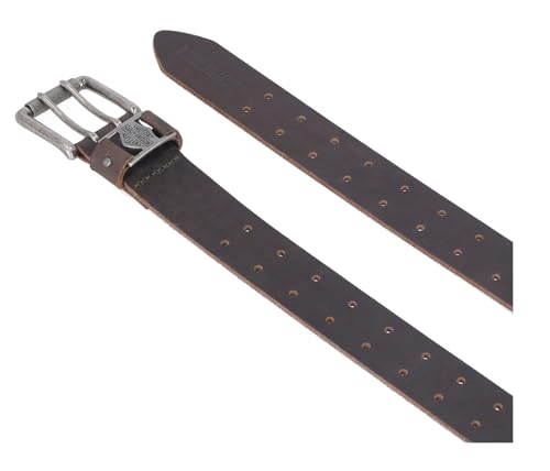 Harley-Davidson Men's Metal Keeper B&S Double Prong Leather Belt - Brown3