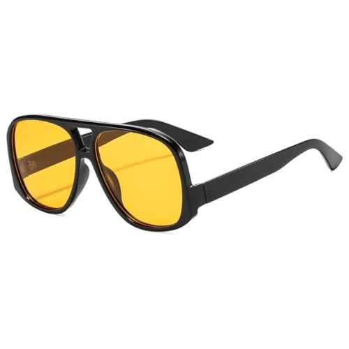 Image of Retro Square Aviator Sunglasses for Women Men Oversized Trendy Style Vintage 70s Square Aviators Sun Glasses (Orange)