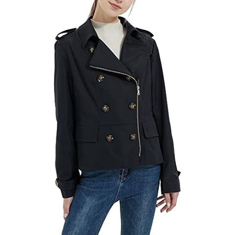 Orolay Damen Kurzmäntel Zweireihiger Trenchcoat Wasserabweisende Jacken Cover