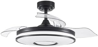 Ventilador DC Dani 72W, 7200lm, color negro. Con 3 aspas y 6 velocidades, ofrece luz regulable 3000-4000-6000K. Control remoto, memoria y temporizador de 24 horas para tu comodidad.