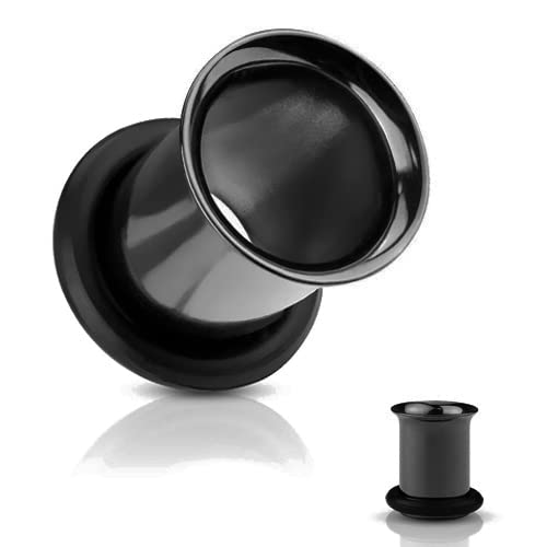 8g 6g シングルフレア フレッシュチューブ トンネル ピアス 316L サージカルステンレス カラーチタン イヤロブ ボディーピアス ボディピ ホールトゥ オーリング 8ゲージ 6ゲージ(8g (ブラック))