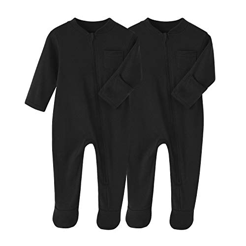 BINIDUCKLING Lot de 2 grenouillères unisexes pour bébé avec fermeture éclair et pieds...