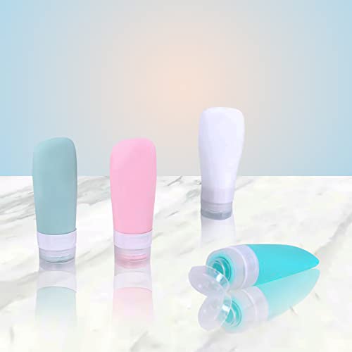 Mengtech Lot de 4 bouteilles de voyage portables homologuées TSA pour les articles de toilette - Tuyaux en silicone de 2 onces - Accessoire de voyage rechargeable pour les liquides de lavage du corps Cover