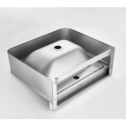 Évier mural acier inoxydable cuve unique avec robinet et bonde - 5