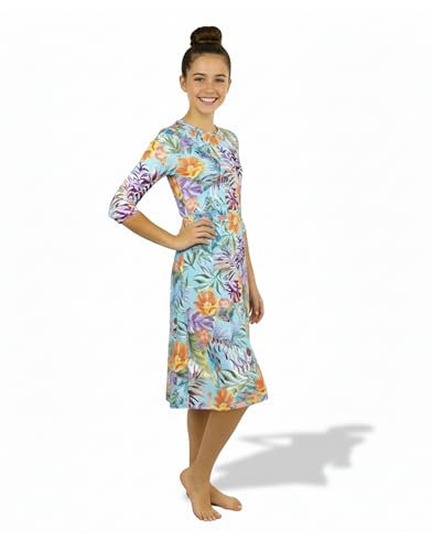 Image of Shira Modest Girls Swim Dress | 3 /4 Sleeve Swimdress, Full Coverage Bathing Suit | Tznius UPF 50+ Quick-Dry
