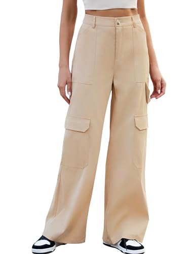 Blooming Jelly Women High Waisted Cargo Pants Wide Leg Baggy Waistband Y2k Pants with Multiple Pockets