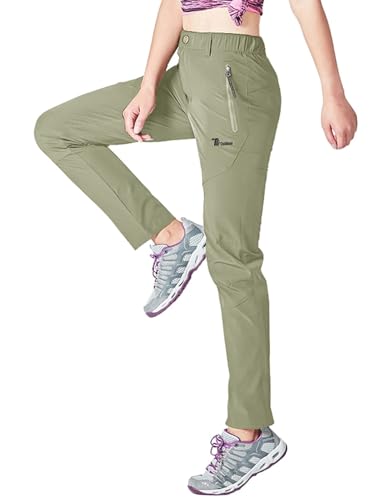 Rdruko Wanderhose Damen Outdoorhose Leichte Schnelltrocknend Trekkinghose UV-Schutz UPF 50+ Funktionshose Atmungsaktiv Hosen Sommer-Hellgrün M