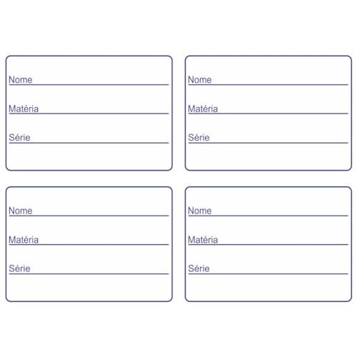 Etiqueta Escolar Tarja Azul 40mm X 60 mm, Cartela com 08 Etiquetas, Grespan