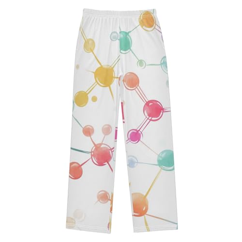 ZZXXB Cololful Molecule Formula Boys Long Pants Soft Trousers Elastic Waist Kids Lounge Bottoms with Pockets S-XL