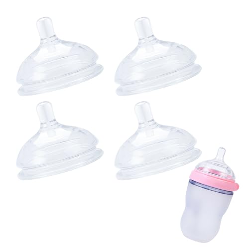 Image of 4 Pack Replacement Silicone Nipples Compatible with Comotomo 5oz / 8oz Bottle, Fast Flow, 6+ Months
