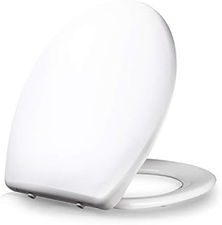 Dombach® Celesto Premium Toilettendeckel - antibakterieller WC-Sitz mit Softclose Absenkautomatik - Toilettensitz abnehmbar ergonomisch aus Duroplast und Rostfreiem Edelstahl oval weiß - Klassisch