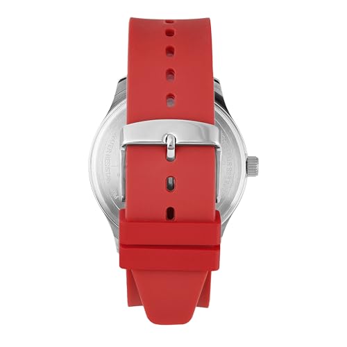 Image of Helix by Timex Analog Watch for Man with Black Round Dial & Red Silicone Strap Band Water Resistant Men's Wrist Watches - TW043HG23