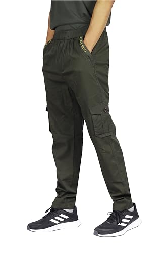 Image of KARTAVYA Cotton Cargo Track Pant for Men, Men's Regular Fit Track Pants Lower with Multi-Pockets & Side Pockets, Regular Fit for Men Track, Pajama for Men