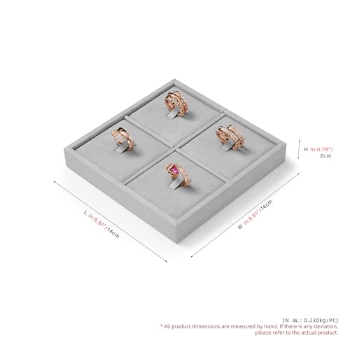 Microfiber 4 Slots Jewelry Pendant Display Tray Jewelry Necklace Organizer Display Tray Professional Display Props(Beige-01)