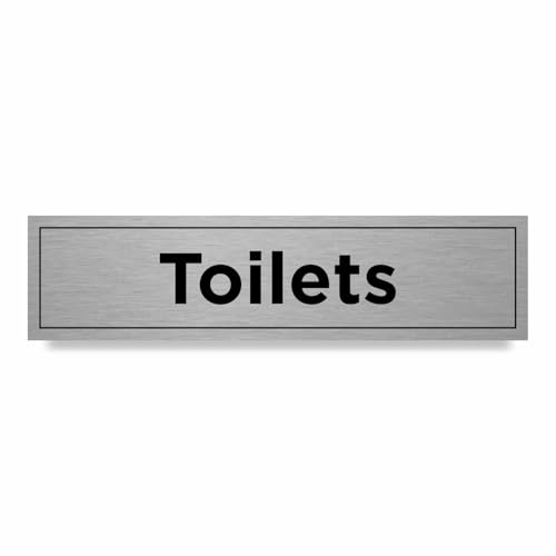 Toilet Sign with Border 300 x 75mm Durable 0.5mm Aluminium with Bold Text & Black Border Self-Adhesive for Easy Mounting Professional Restroom Signage for Offices & Public Spaces
