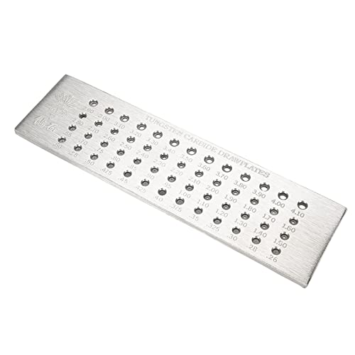 Dioche Plaque en Carbure de Tungstène brossé à 52 Trous - Adaptée à la Fabrication de Bijoux, Plusieurs Tailles de Trous de 0,26 à 4,10 Mm, Conception Durable, Portable et Facile à Utiliser, Idéale